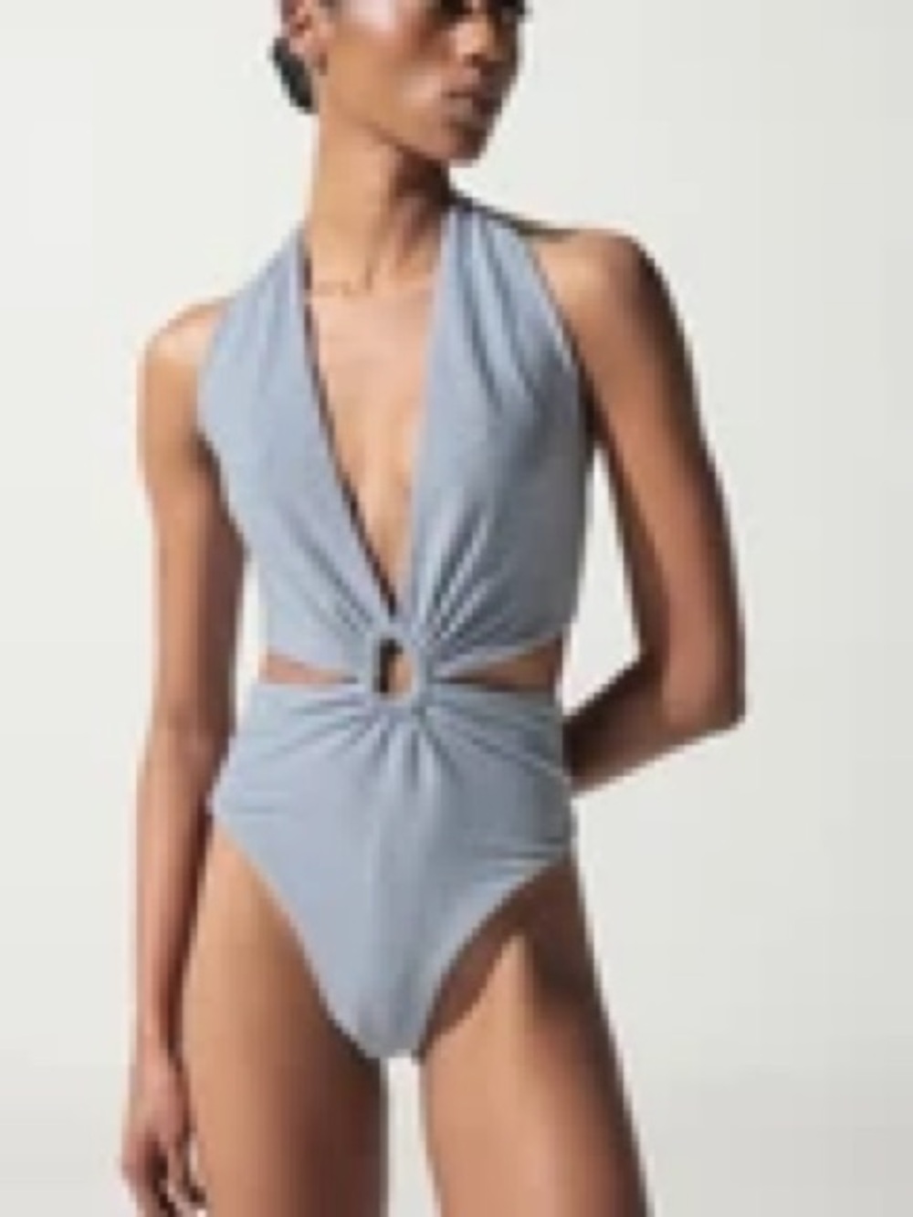 Baobab Collection Selena Light Blue Halter One-Piece with Ring Detail - Picture 2 of 7